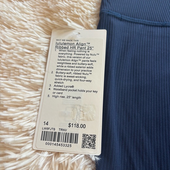 Lululemon Athletica Navy Blue Ribbed Leggings size 14 - Picture 8 of 9